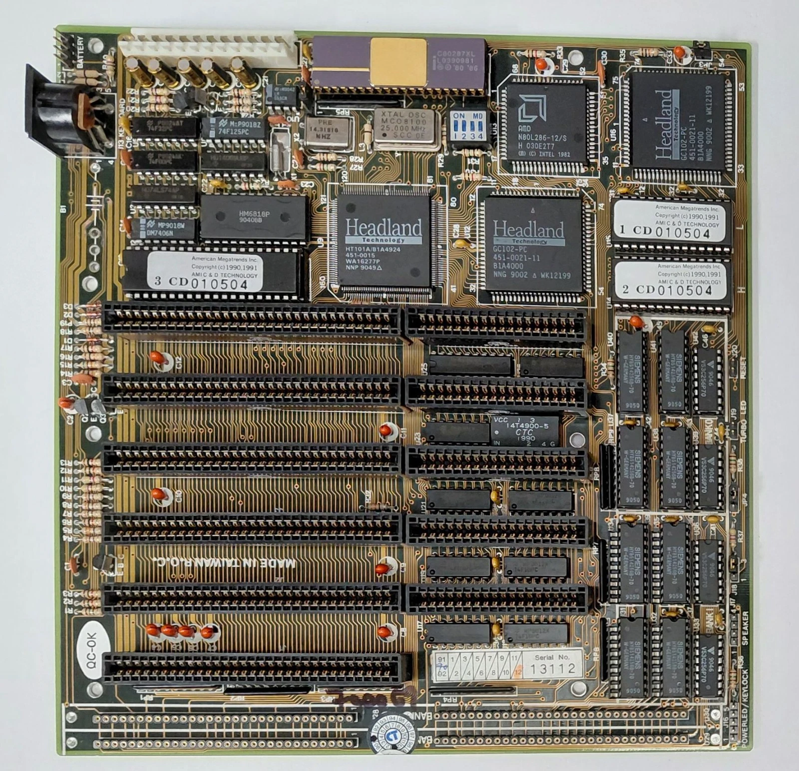 CDTek GH286 G2 ISA Retro Motherboard with AMD 80286 12 MHz, Intel C80287XL and 1 MB RAM